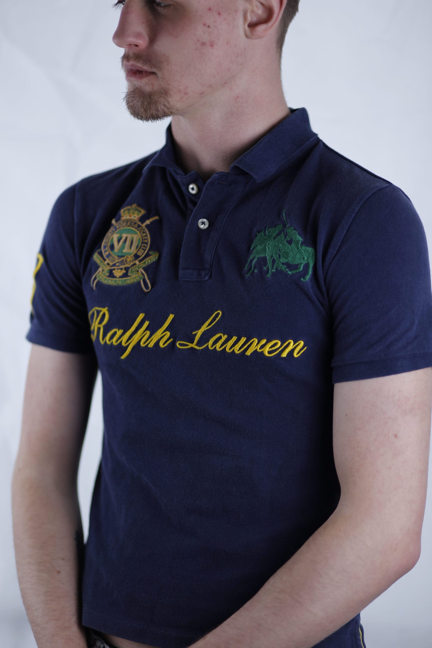 Polo Ralph Lauren Vintage Poloshirt S – Big Logo Navy – Bild 3